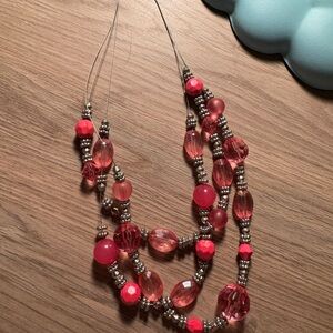 Women's Multi-Strand Pink Beaded Necklace